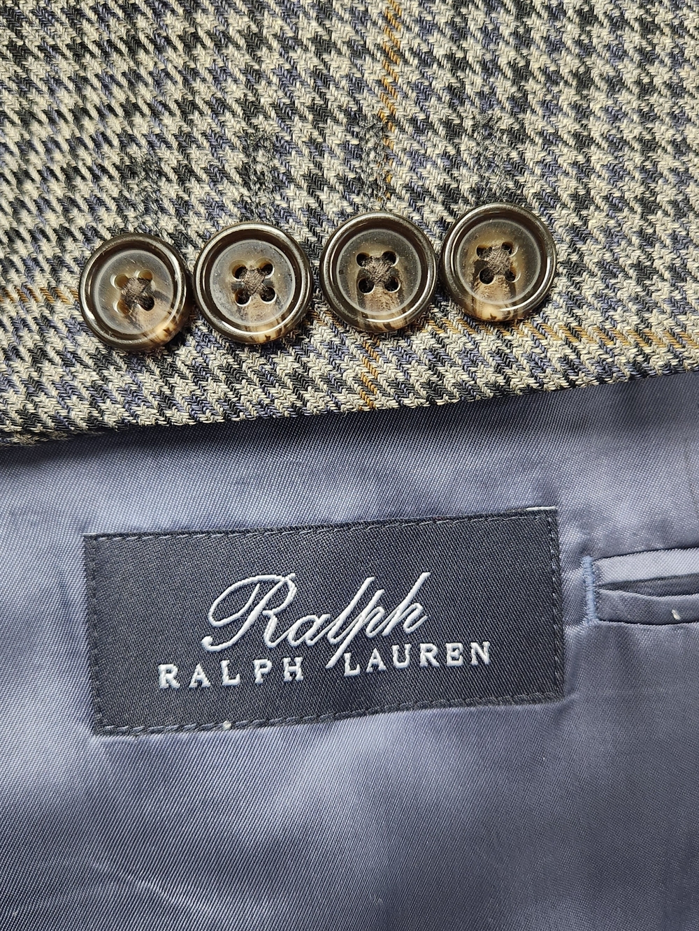 Lauren Ralph Lauren 46R Sport Coat Mens Brown Houndstooth Plaid 100% Wool Blazer